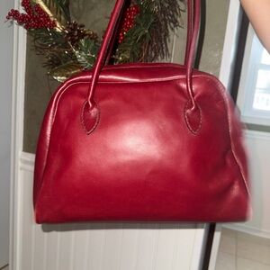 Henry Cuir/Barney’s Y2K Leather Bowler Shoulder Bag Maroon Medium